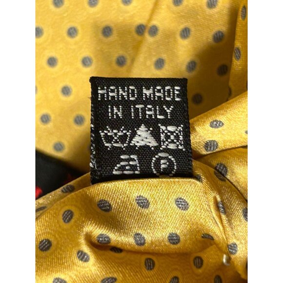 Barcelino Italy Men's Polka Dot Silk Necktie in Gold/Gray - Picture 4 of 4
